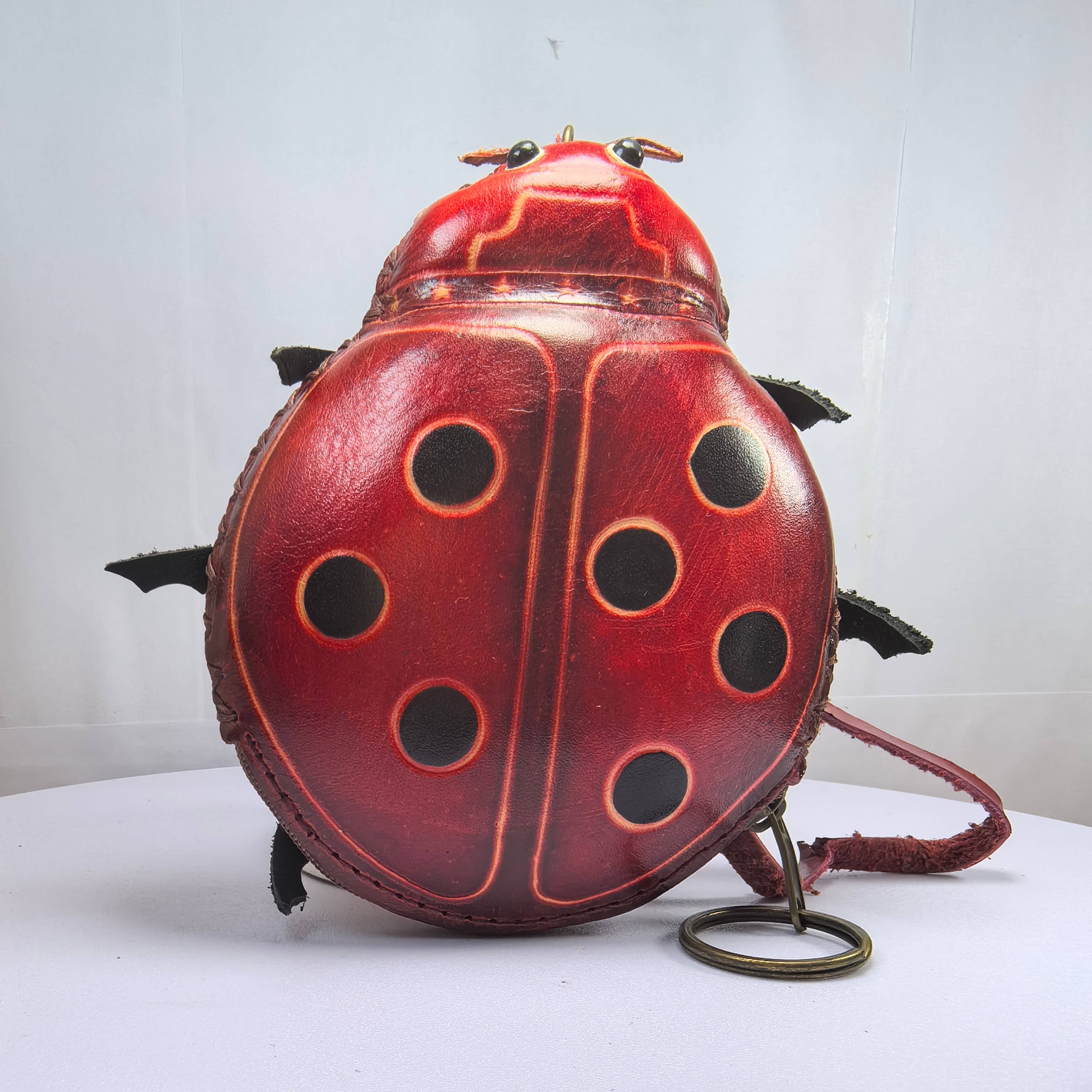 Sunflower Handmade leather inc – wholesale Coin purse – Women’s – Ladybug Wristlet Leather Coin Purse Wallet2