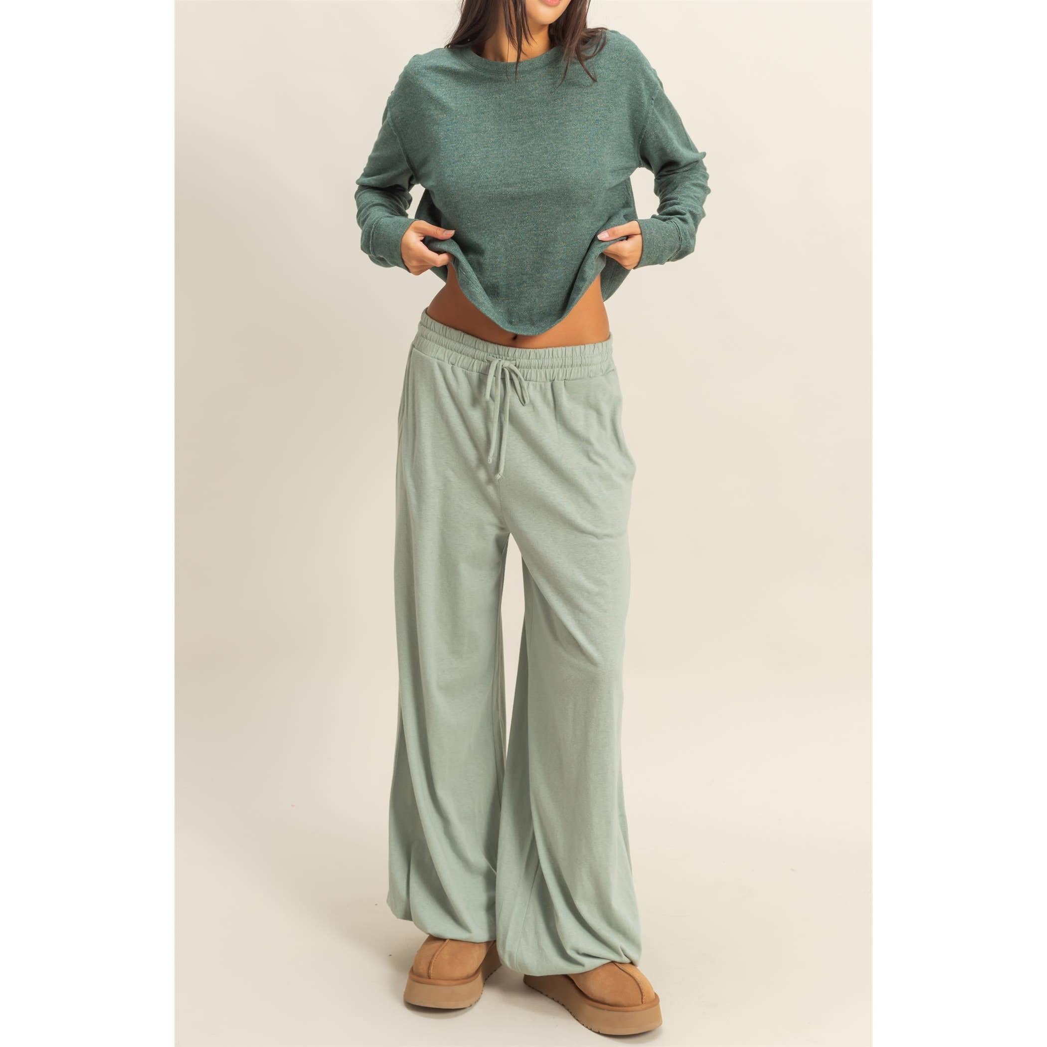 HYFVE - Wholesale Pants - Women's - High Waist Drawstring Wide Leg Pants7