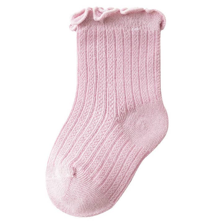 MyKids-USA® - Wholesale Socks - Kids & Baby - Baby Solid Color Mesh Breathable Ruffle Design Socks3