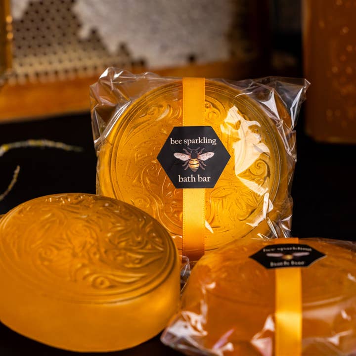 Beeline Skin Care - Wholesale Bar Soap - Bee Sparkling Bath Bar - Honey glycerin soap. Large for bath