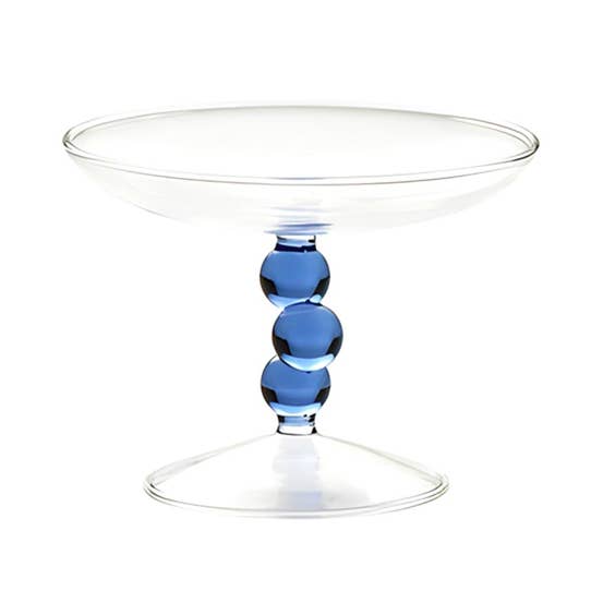 "Bulle" Dessert Stand – Blue Stem, Borosilicate Glass for wholesale by TUTU Home