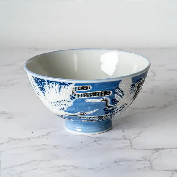 Urban Tokyo - Vente Assiettes/plats/bols de décoration - Bol à riz en porcelaine Japanese Crane Design, 10 oz, 4,5 po D x 2,5 po H2