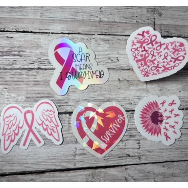 Breast Cancer Awareness & Survivor Pink Ribbon Stickers for wholesale by The Teaching Duo