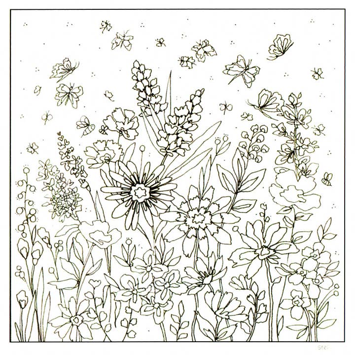 Coloriez vos propres fleurs sauvages et papillons pour la vente par Cheshire card company