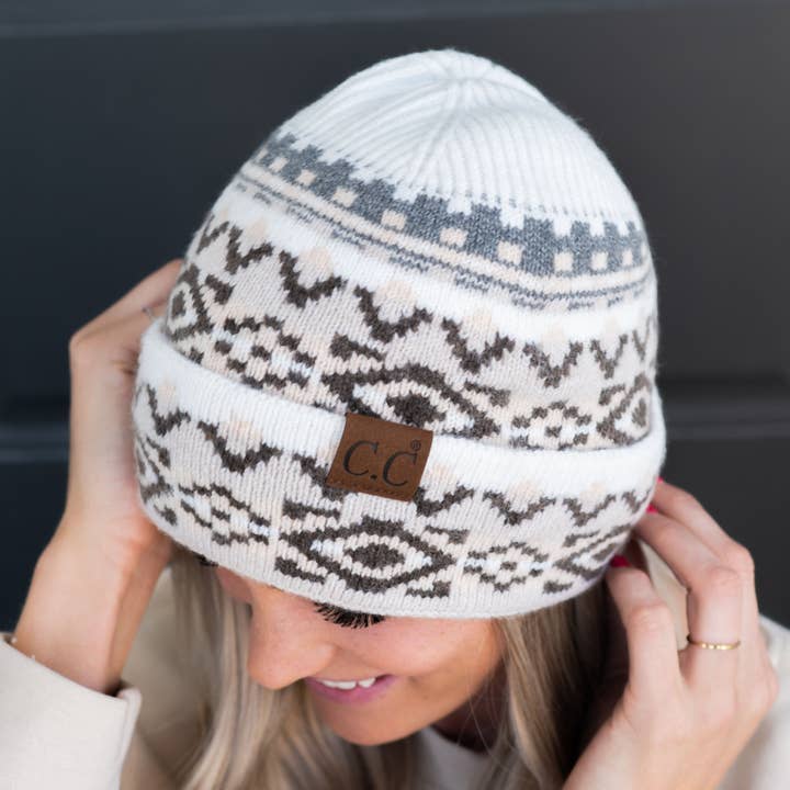 CC Cuffed Popular Pattern Beanie ( HAT-4006 ) for wholesale by Truly Contagious