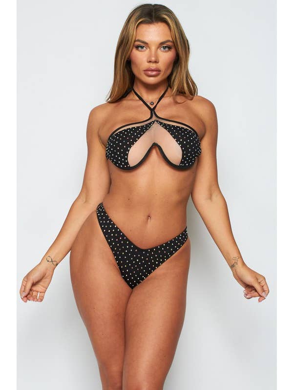 BANJUL - Wholesale Two Piece Swimsuit - Women's - BCCTRS71163 2Pcs Rhinestone Bikini Set - Sale
