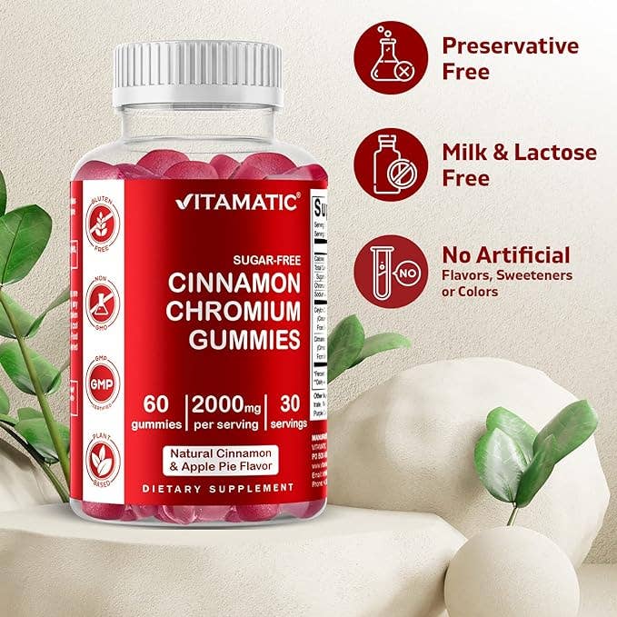 Vitamatic - Wholesale Oral Supplement/Vitamin - Vitamatic Sugar Free Cinnamon with Chromium | 60 Gummies