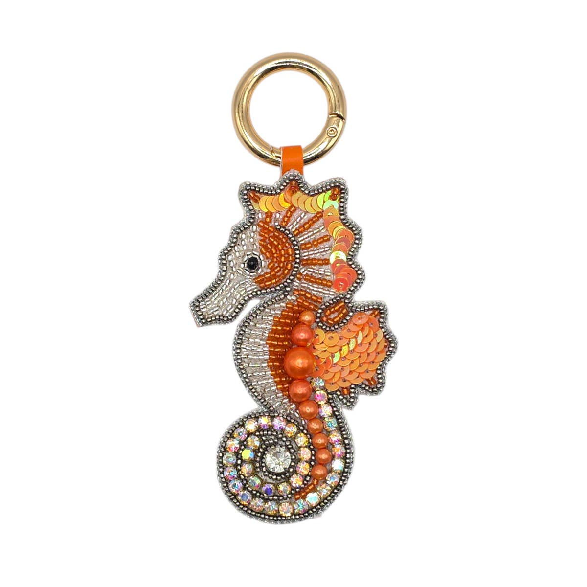 Narratives The Line – wholesale Keychain – Women's – Orange Ombre Beaded Seahorse Bag Charm