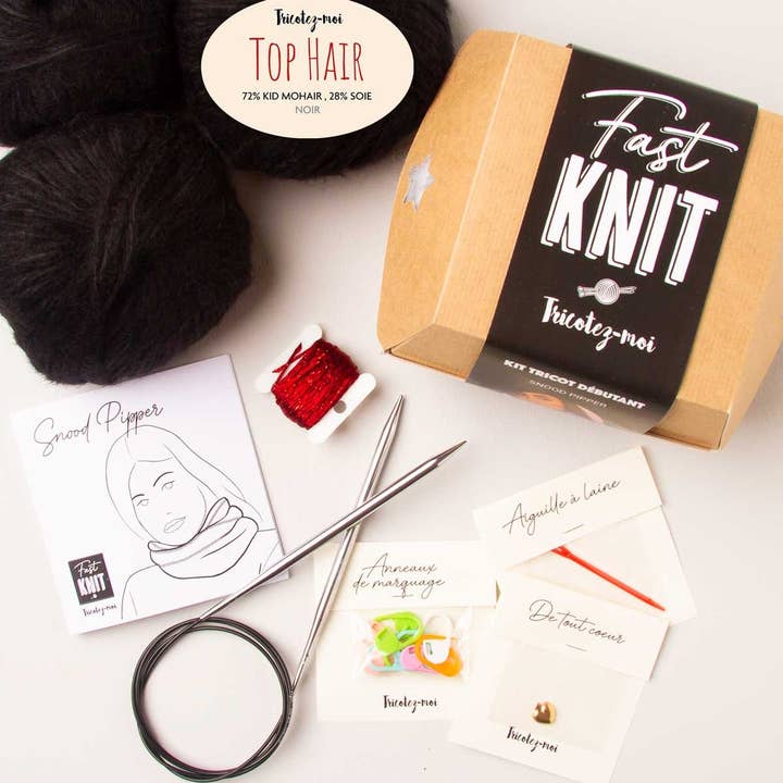 Scaldacollo Fast Knit Pipper Nero Rosso per la vendita all'ingrosso da parte di Tricotez-moi