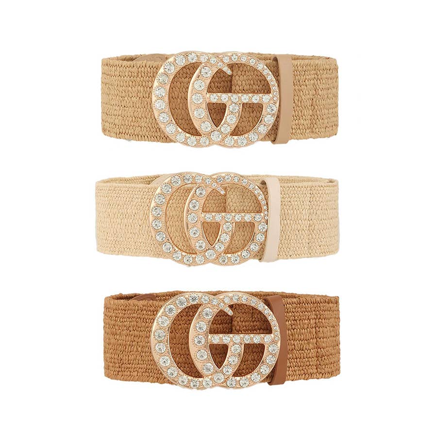 Pink Irene Wholesale - Wholesale Belt - Women's - Rhinestone GO Charm Elastic Belt