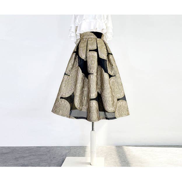 Yellow SK027Y Elegant Embroidered Organza Midi Tutu Skirt for wholesale on Faire1