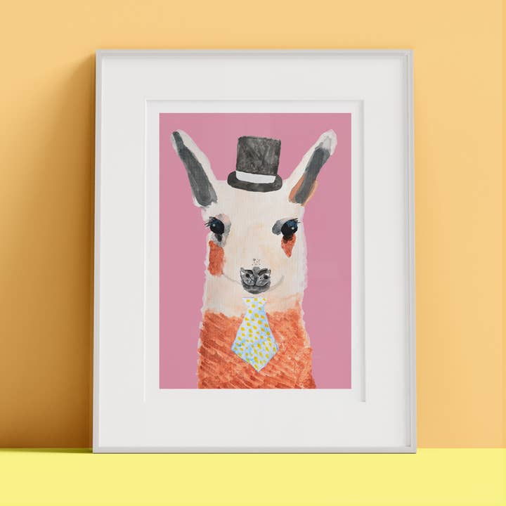 Mr. Llama A4 Art Print for wholesale by Hands & Hearts