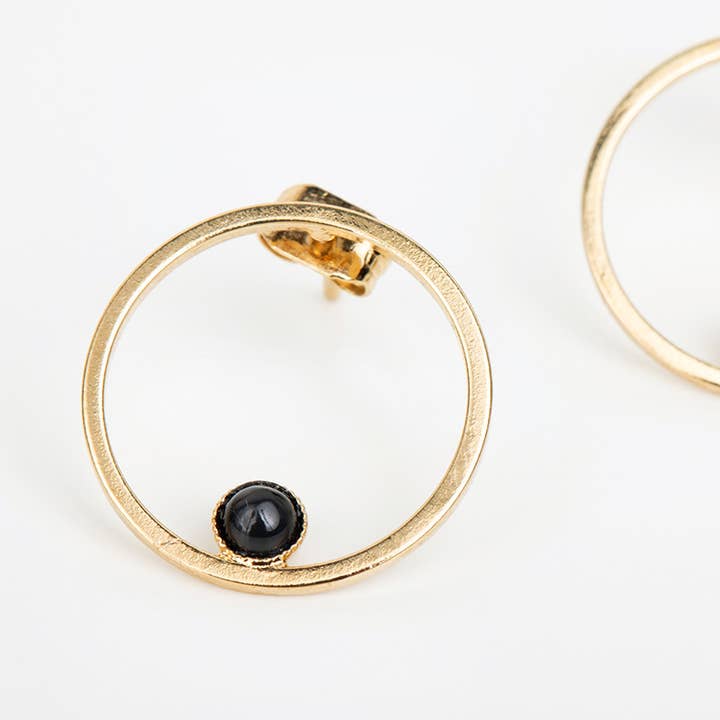 Boucles d'oreilles Zoé avec quartz noir pour la vente par LaParitaine