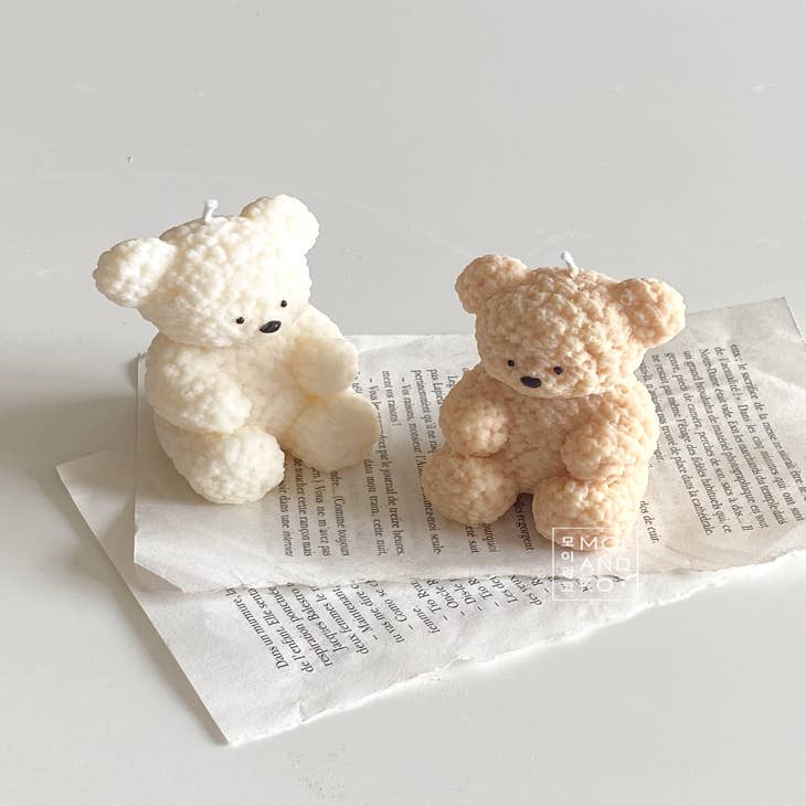 Paraffin Wax White Decorative Teddy Bear Candle, For Decoration