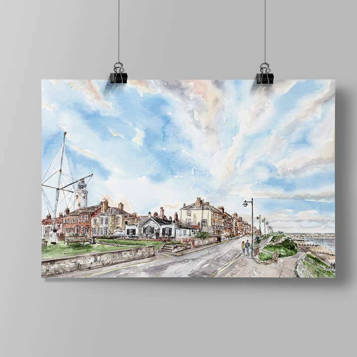 Southwold Vuurtoren Aquarel Kunstdruk voor wholesale door Jessica Kendrew Fine Art