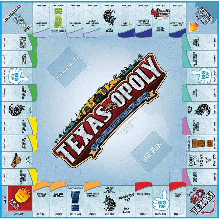 Outset Games and Cobble Hill Puzzles - Wholesale Board Game - Texas-Opoly (state) Board Game