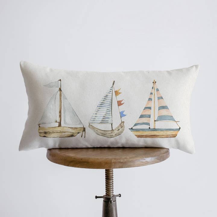 Veleros | 20 x 10 | Acuarela | Cojín | Decoración del hogar | Decoración costera | Náutico | Océano | Funda de almohada decorativa | Playa | Mar para venta al por mayor de UniikPillows