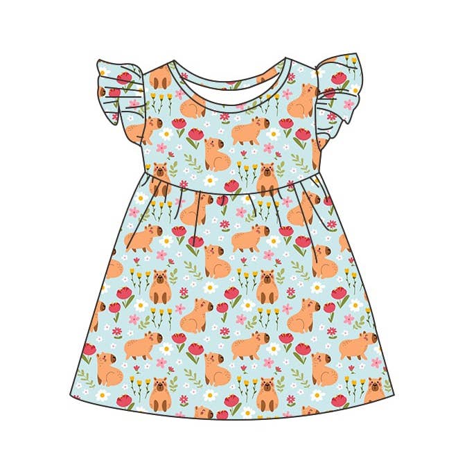 Capybaras & Camellias Dress for wholesale by Grace & Grit 4:13