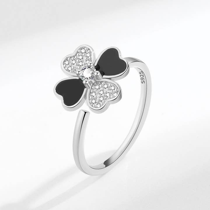 Perimade & Co. LLC - Vendita all'ingrosso Anelli multipietra - Fidget spinner ad anello, a forma di quadrifoglio, in rame massiccio
