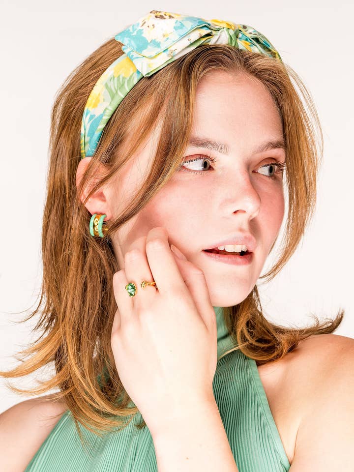 Millie Stripe Enamel Hoop for wholesale by Violet & Brooks