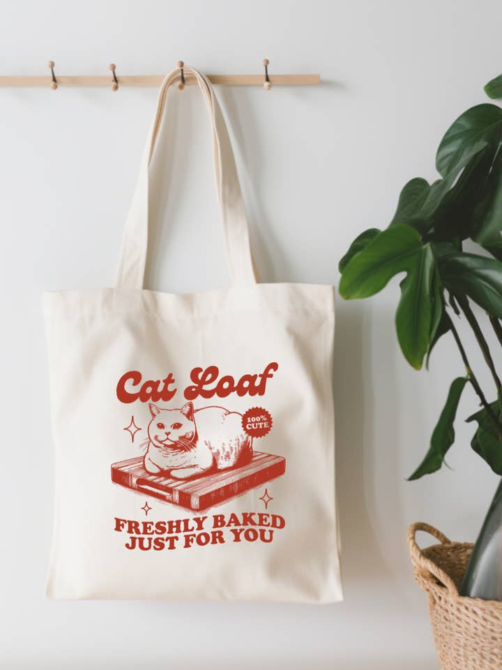 Petit sac fourre-tout en toile Cat Loaf pour la vente par EnchantingSunshine