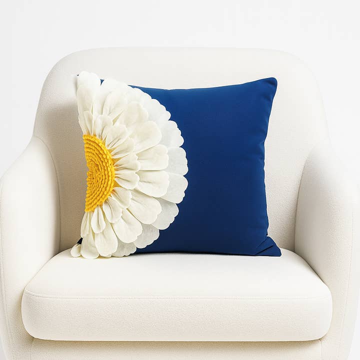 Cojín de Algodón Hecho a Mano 3D Media Girasol de 18" para venta al por mayor de Fennco Styles