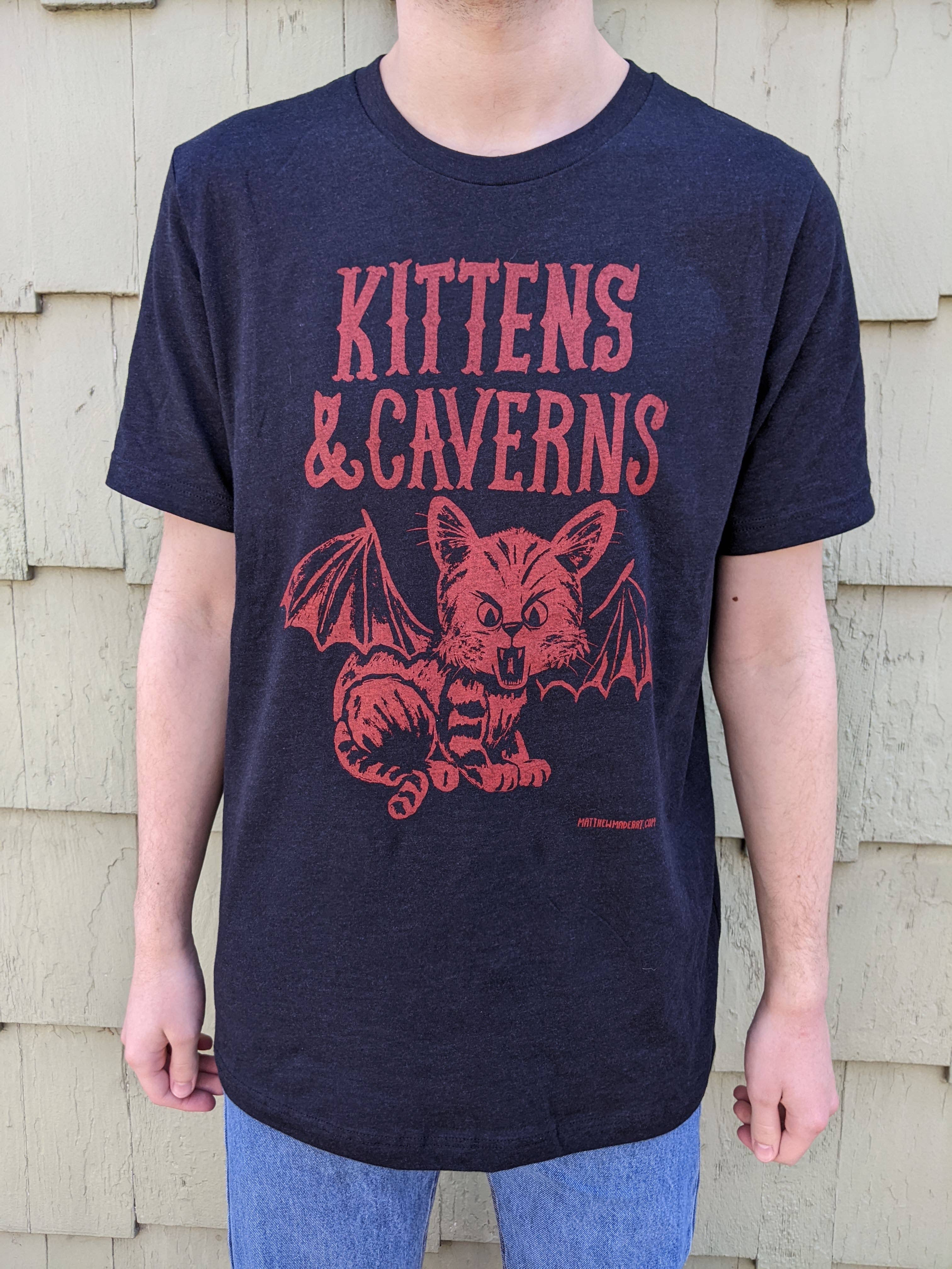 Matthew Made Art - Wholesale Screen Printed T-Shirt - Unisex - Kittens and Caverns- Dungeon and Dragons T-shirt1