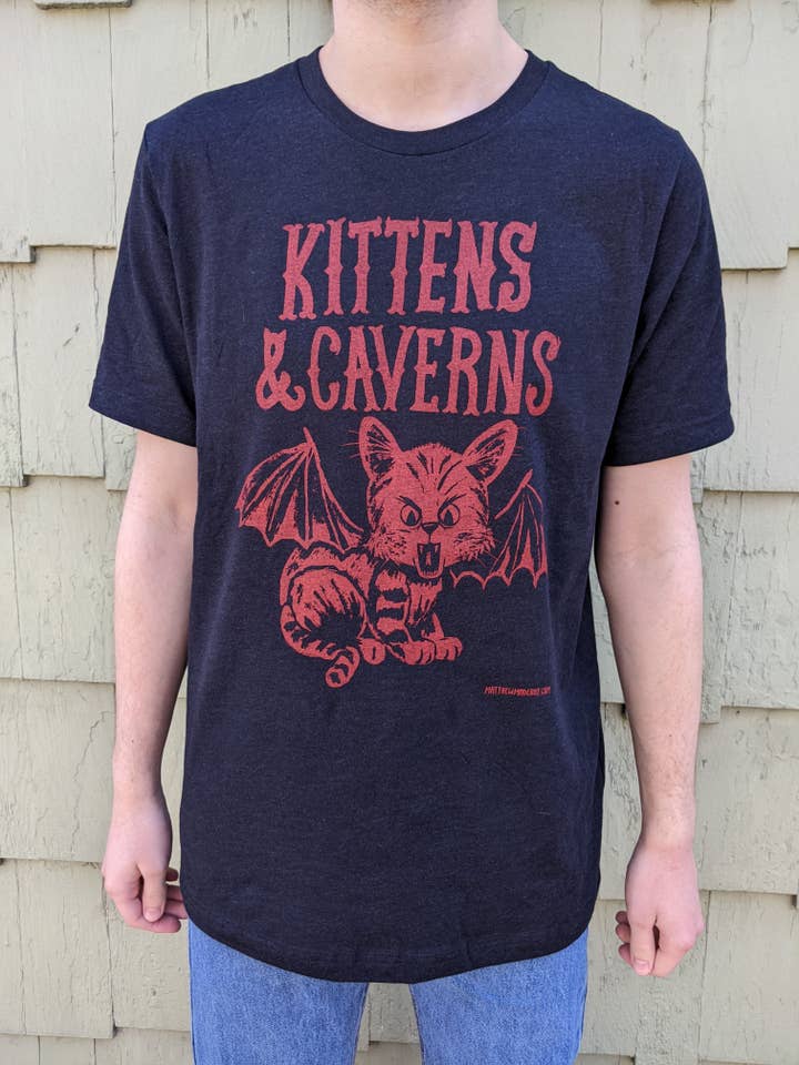 Matthew Made Art - Wholesale Screen Printed T-Shirt - Unisex - Kittens and Caverns- Dungeon and Dragons T-shirt1