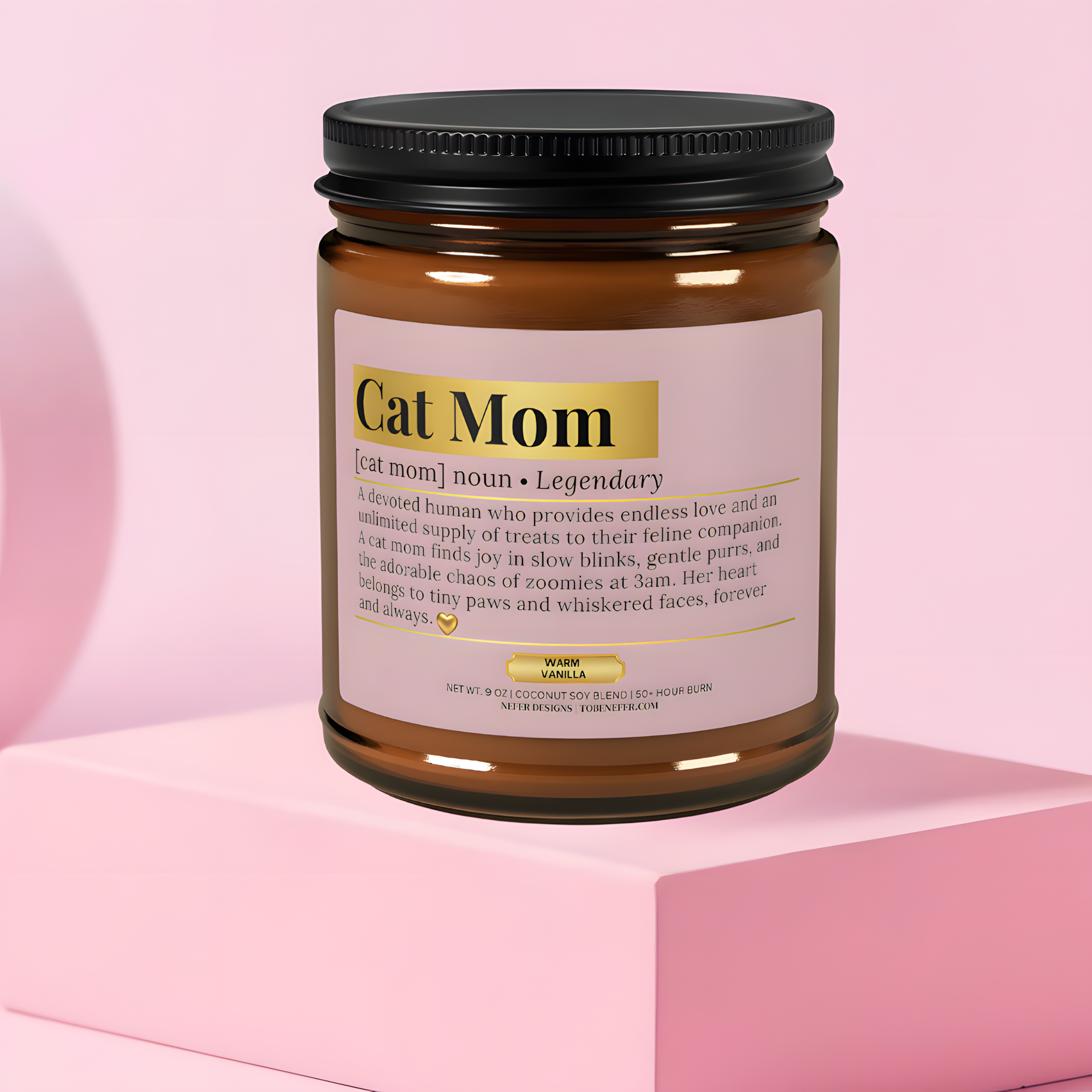Nefer Designer Candles & Home Decor - Vente Bougie en bocal - Bougie en cire de soja avec définition du dictionnaire de maman chat | Pour la femme qui parle couramment le miaou1