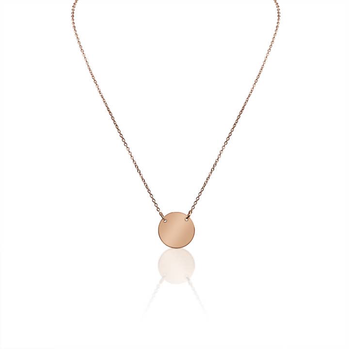 WJW - Wholesale Pendant/Charm Necklace - Stainless Steel Gold Blank Circle Necklace for Engraving