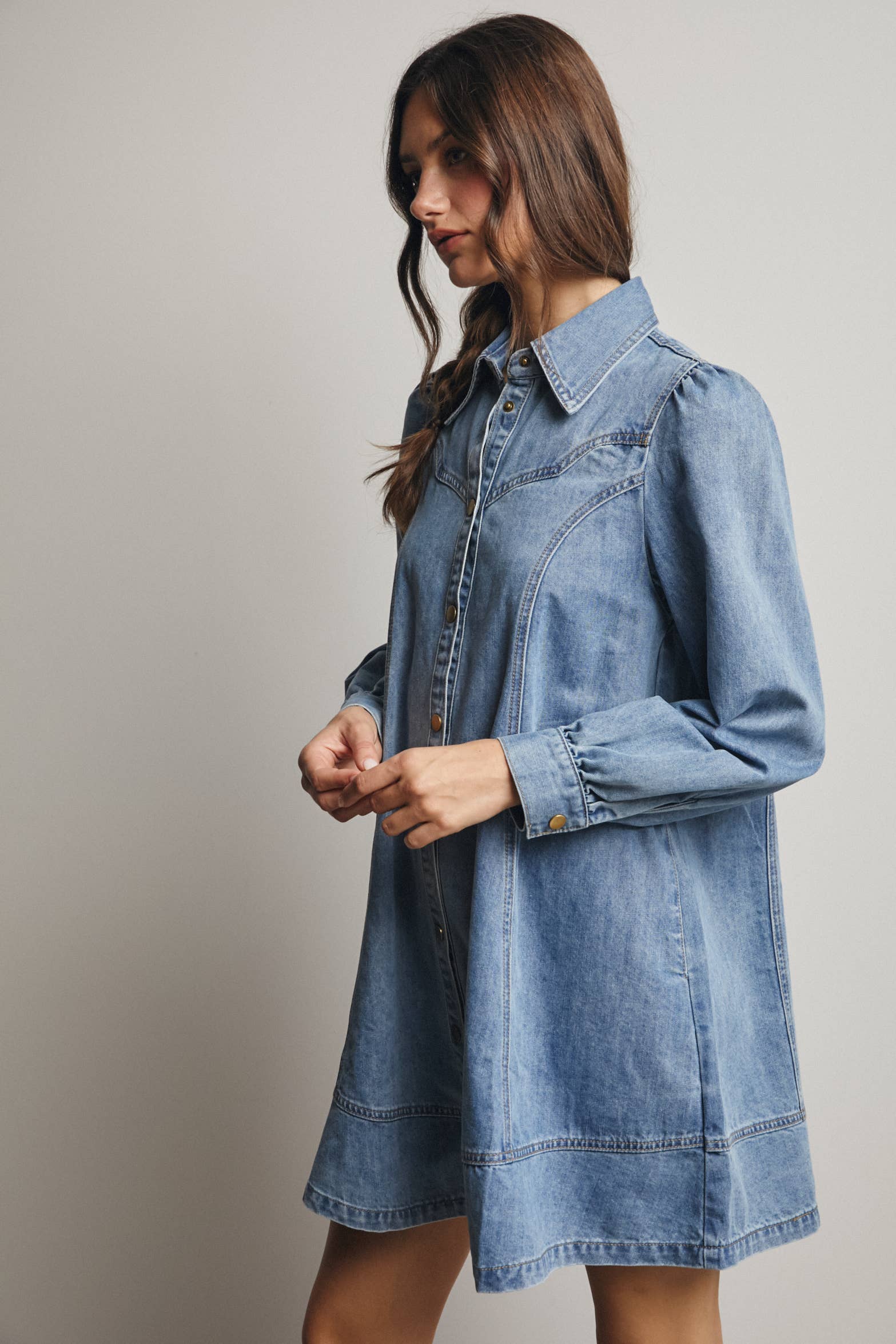 Forte - Wholesale Dress - Women's - Western Seam Denim Mini Dress FD000119