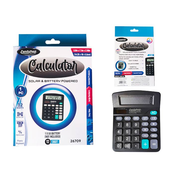 Calculator 12-Digit 14.25×18×5.5cm for wholesale by Deluxe Import Trading