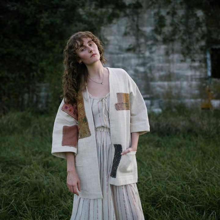 Veste à appliquer, style kimono, unique en son genre, poches pour la vente par Skippy Cotton