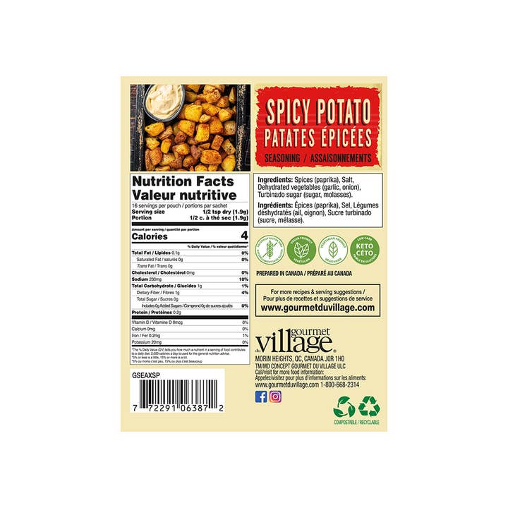 Gourmet Du Village - Wholesale Dried Spice Mix - Seas. Spicy Fries Recipe Box2