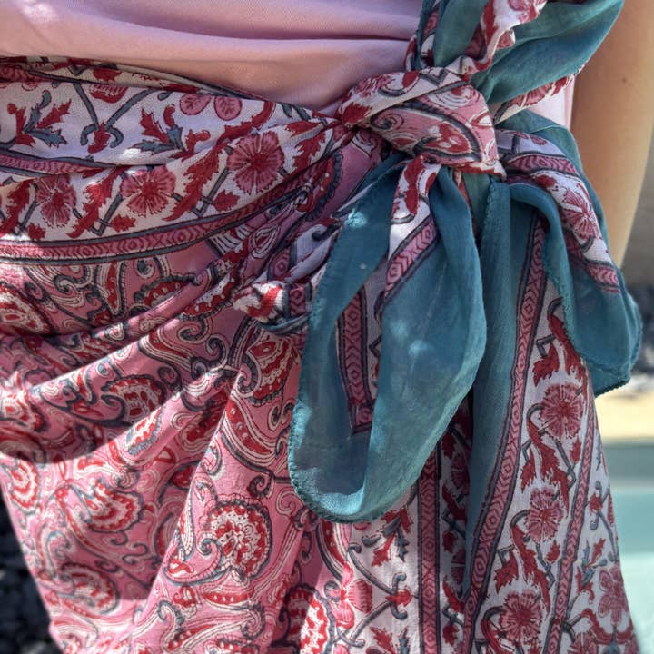 Maison Lilo – Cobertura de biquíni - Mulher por atacado – Pareo - Maxi lenço, véu de algodão estampado blockprint2