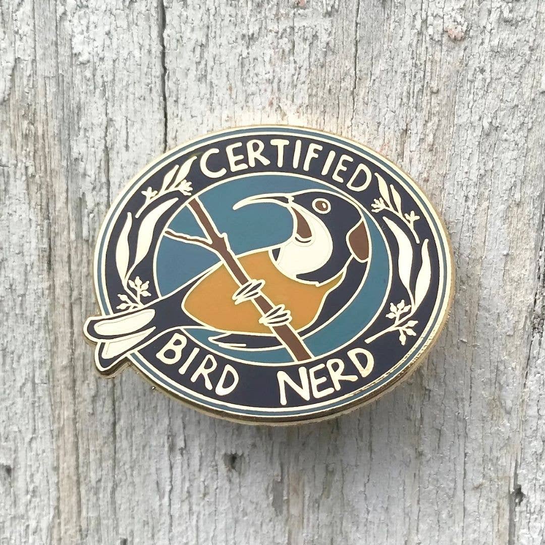 Bridget Farmer Printmaker - Wholesale Lapel pin/button - Certified Bird Nerd - Enamel Pin14