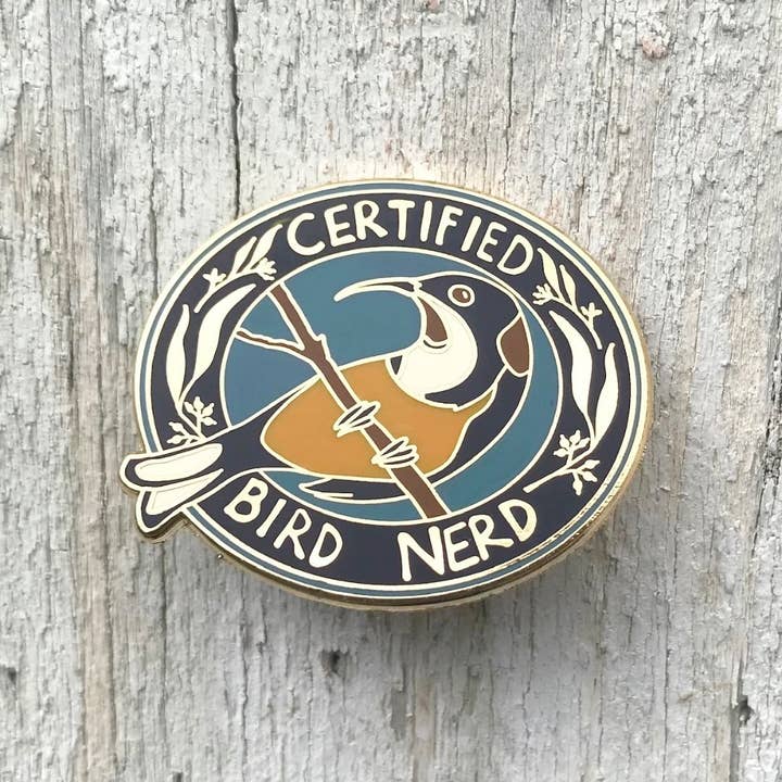 Bridget Farmer Printmaker - Wholesale Lapel pin/button - Certified Bird Nerd - Enamel Pin14