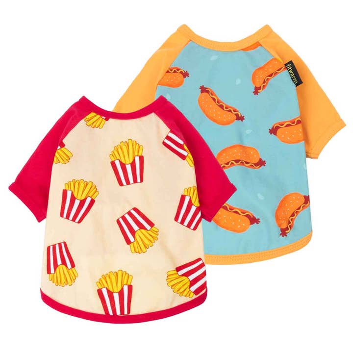 2er-Pack Hot Dog & Pommes Hundeshirt für den Großhandel von Fitwarm