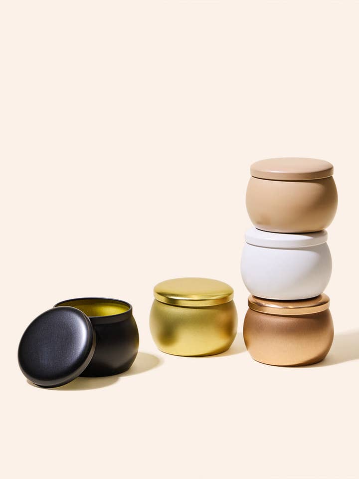 4oz amore™ candle tin & lid for wholesale by makesy