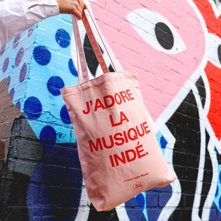 Bolsa pesada J'adore La Musique Indé rosa y roja para venta al por mayor de HollieGraphik