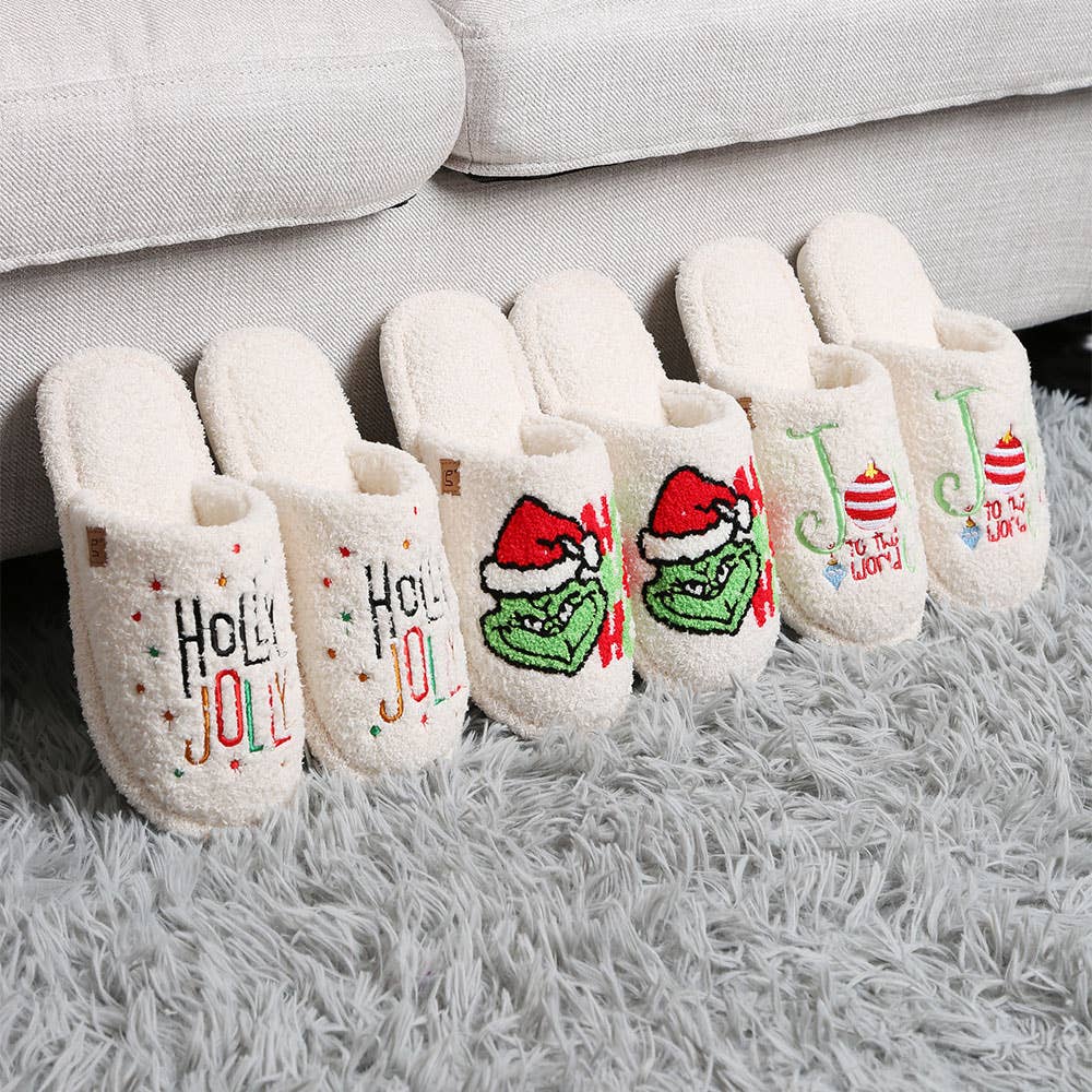 Sensibling Corp. - Wholesale Slippers - Women's - HOLLY JOLLY Holiday Soft Home Indoor Floor Slippers4