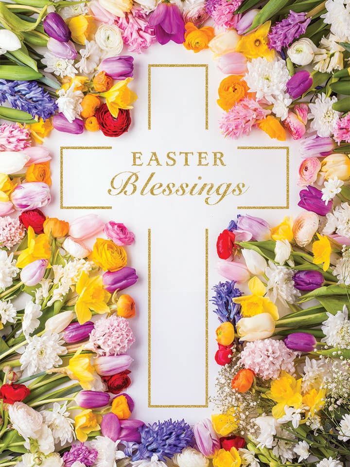 Osterkarte, Offen, Schlichte Kreuz-Blumenkarte für den Großhandel von Piccadilly Greetings