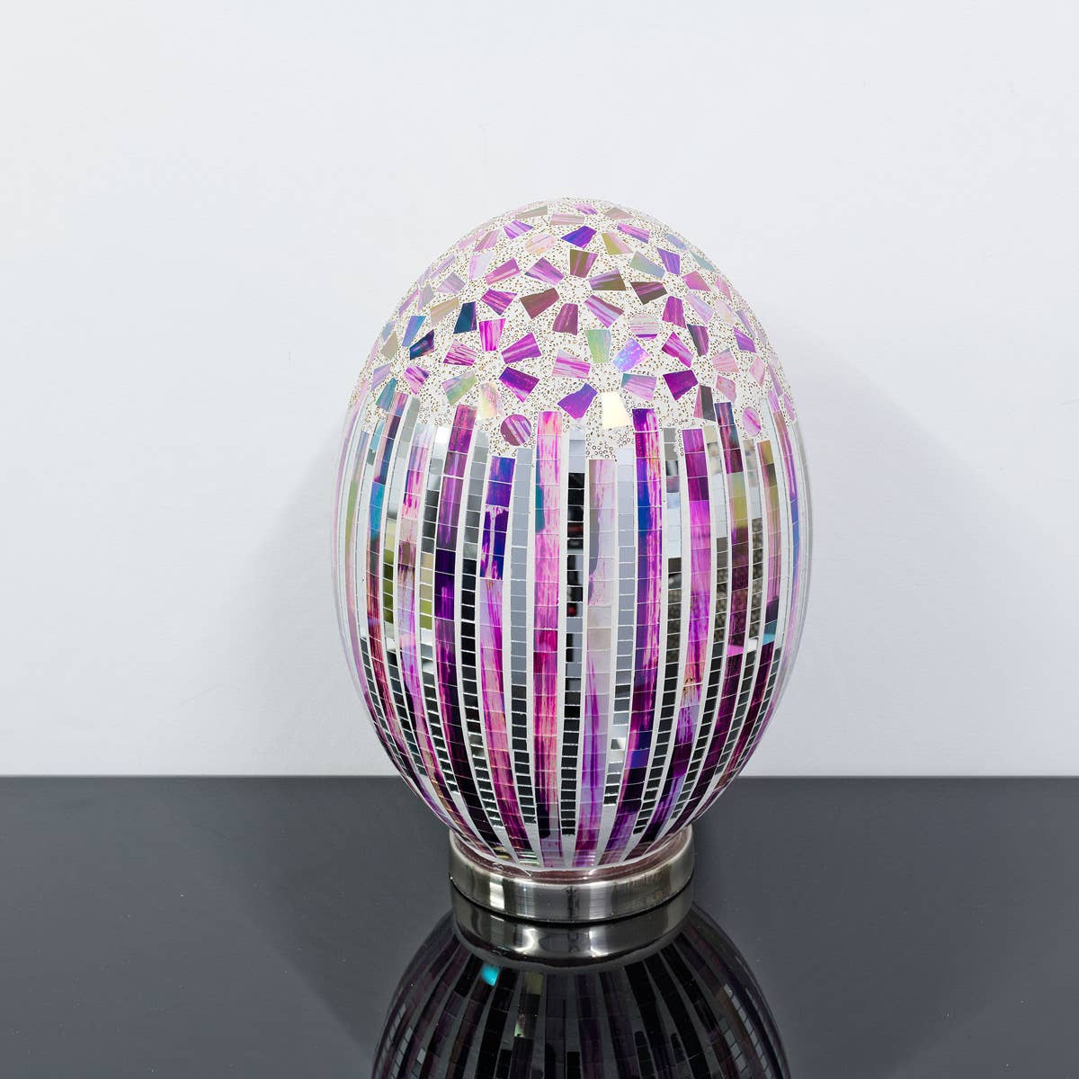 Febland – wholesale Accent/desk lamp – Large Mosaic Glass Egg Lamp - Rose Deco1