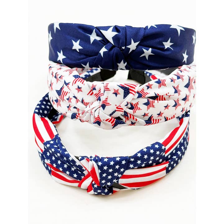 MIX COLOR USA Flag American Patriotic Twisted Headband for wholesale on Faire