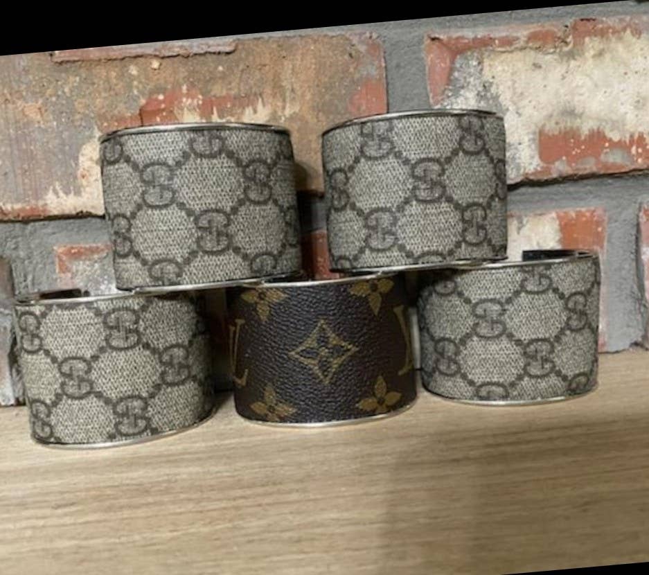 Contagious Couture - Wholesale Cuff Bracelet - Monogram Brown GG- Up-Cycled Cuff Bracelet0