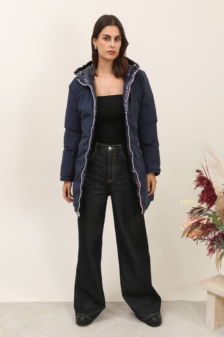 Attrait Paris - Wholesale Puffer Jacket - Women's - Mid-length reversible waterproof puffer jacket17