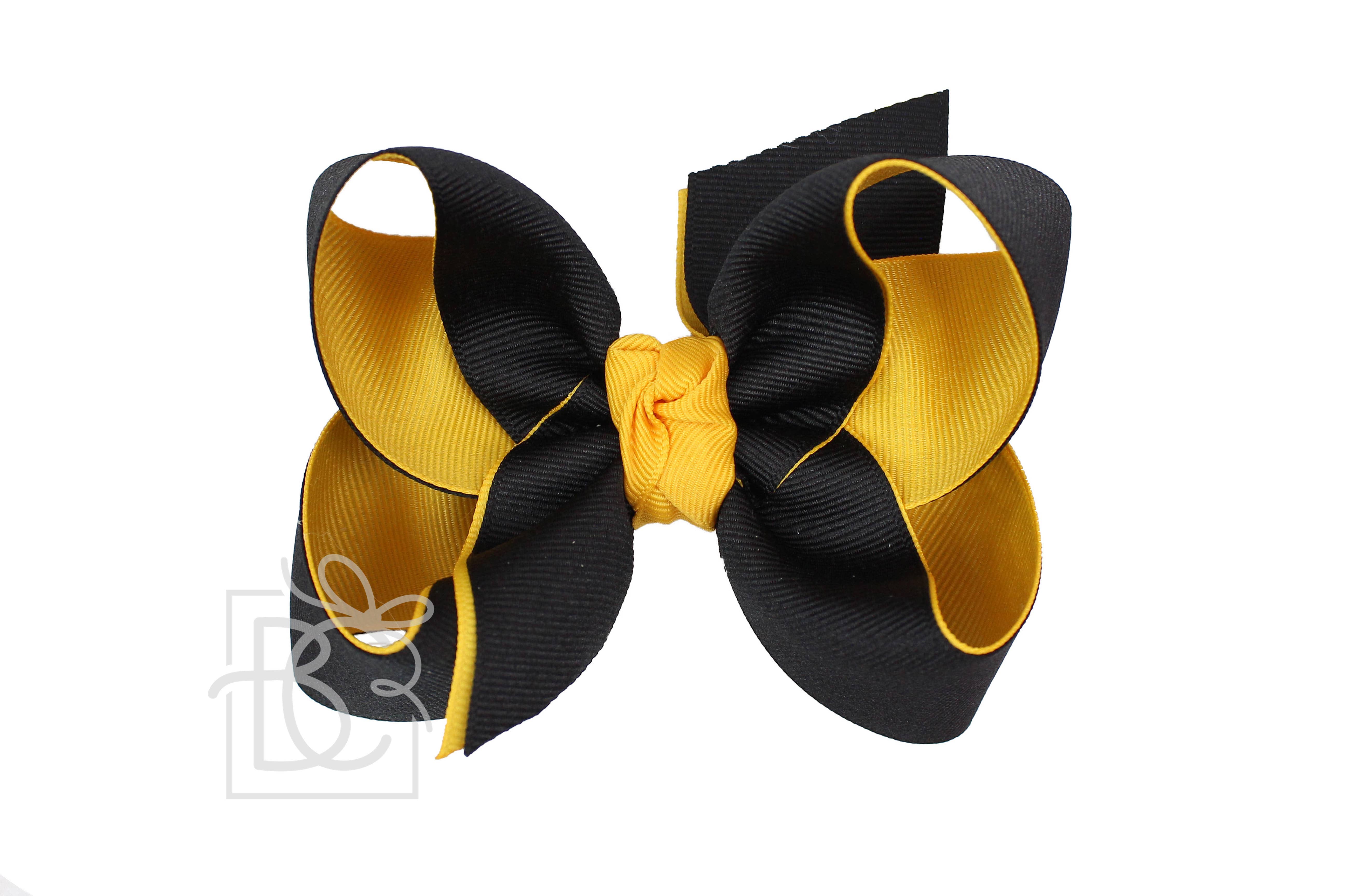 Beyond Creations, LLC - Wholesale Hair Bow - Kids - Layered Grosgrain Bow (Yellow Gold & Black)0