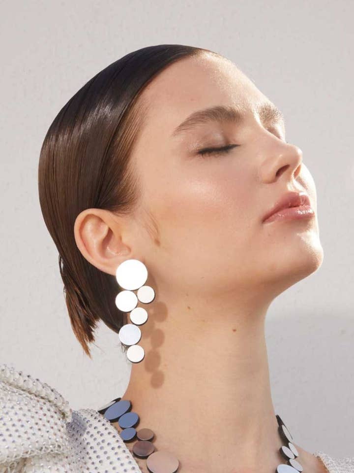 Boucles d'oreilles Abstraction Grandes - Argent pour la vente par Iskin Sisters