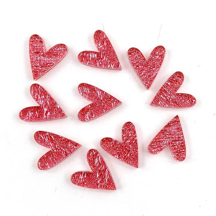 Pink Shimmer Acryl Heart DIY Earring Blanks - 10 stuks voor wholesale door Piddlin' Supply Co