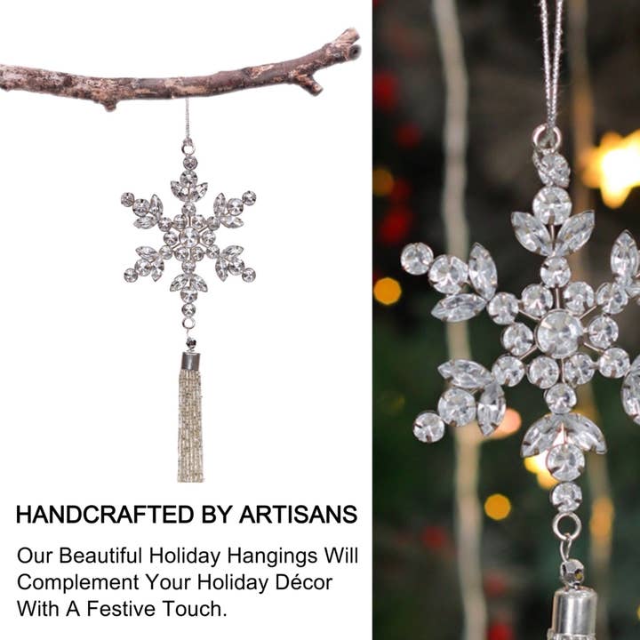 Silver Jeweled Christmas Tree Ornament, Set of 3 for wholesale by Trunkin'